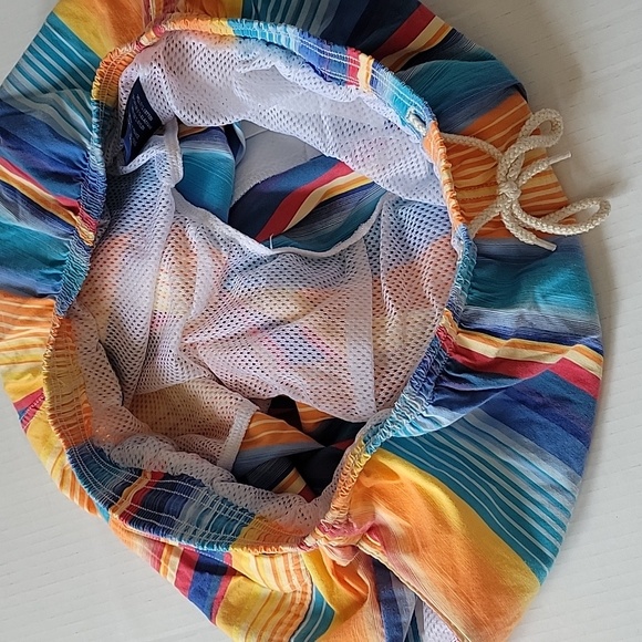 Faconnable Mens Swimtrunks Bathing Suit Multi Color Stripped Pattern Size L - Picture 7 of 10